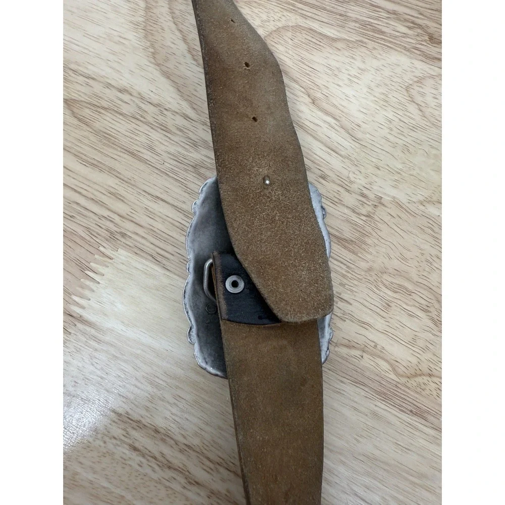 Fossil Women's Brown Soft Leather‎ Rhinestone Buckle Belt Small #14